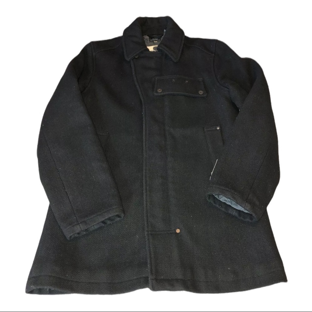 G-STAR Raw Mens Black Wool Trench Coat Lined Size Large